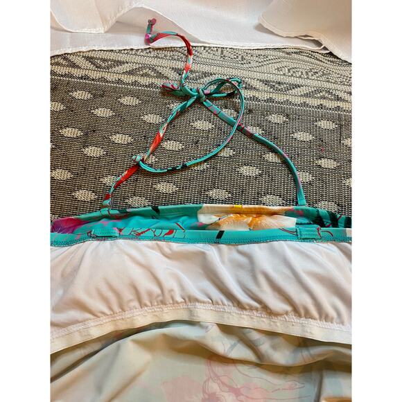 Women's Hapari Swim Bathing Suit TOP (only) 16 turq w Pink . Side rouching EUC - Picture 14 of 15